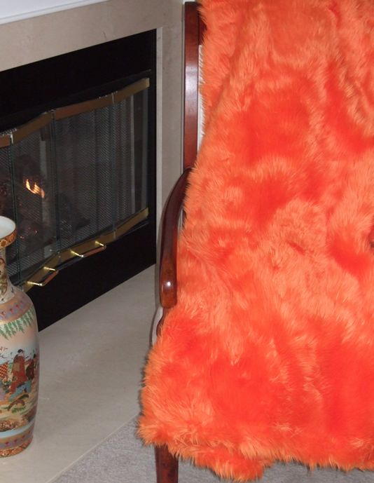 Orange Animal Friendly Faux Fur Fun Fur Throw